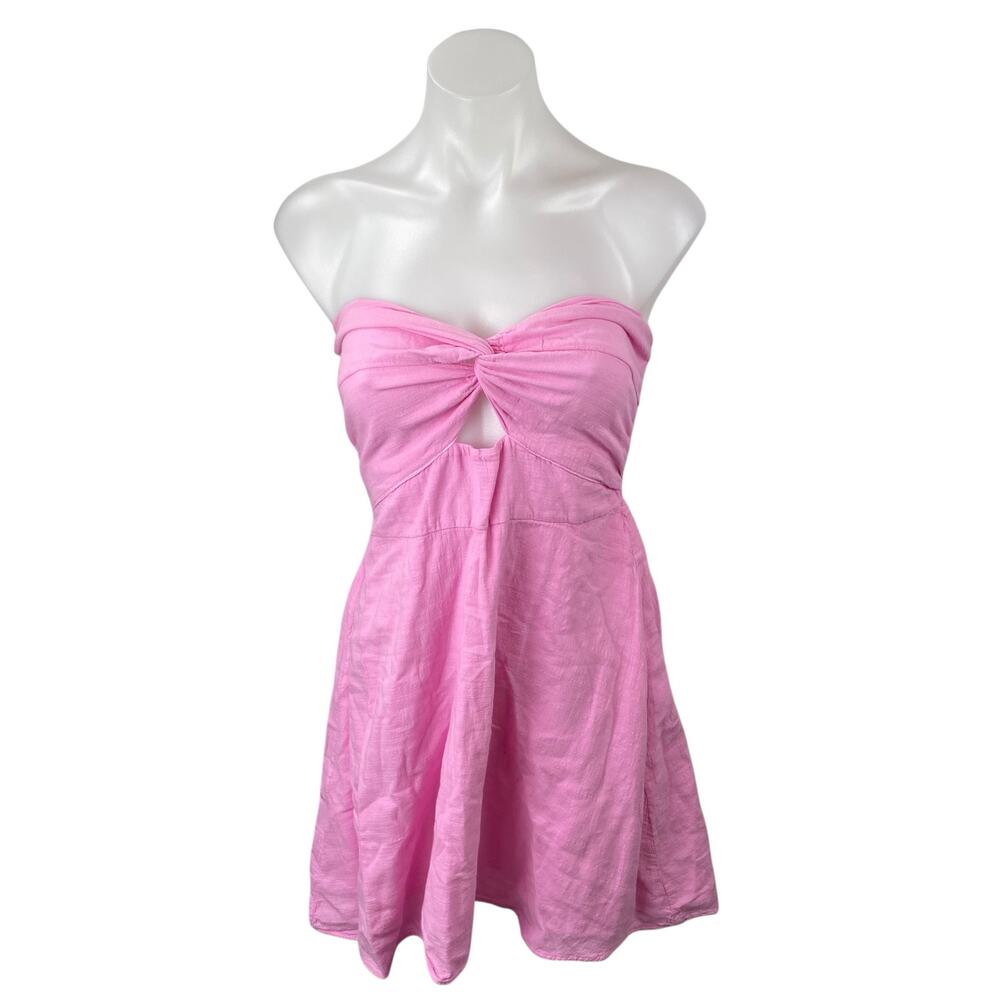 Blanco by Nature Zoey Women's Pink Sleeveless Bandeau Mini Flare A-Line Dress M